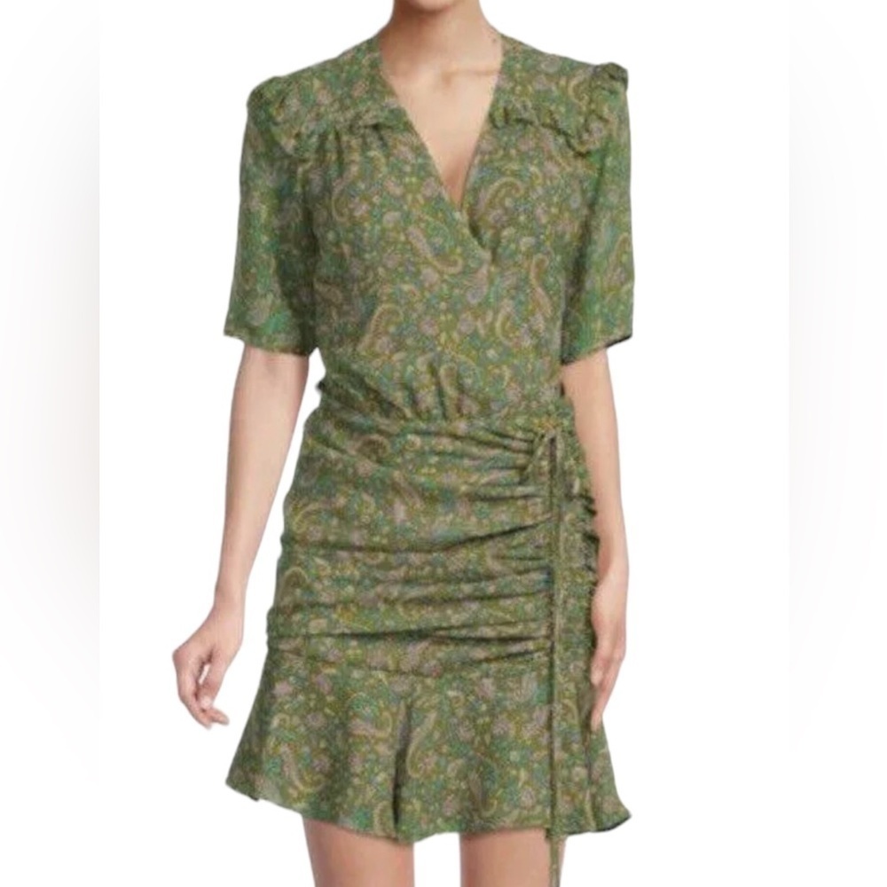 NEW Veronica Beard Dakota Paisley 100% Silk Mini Dress Fern Multicolor